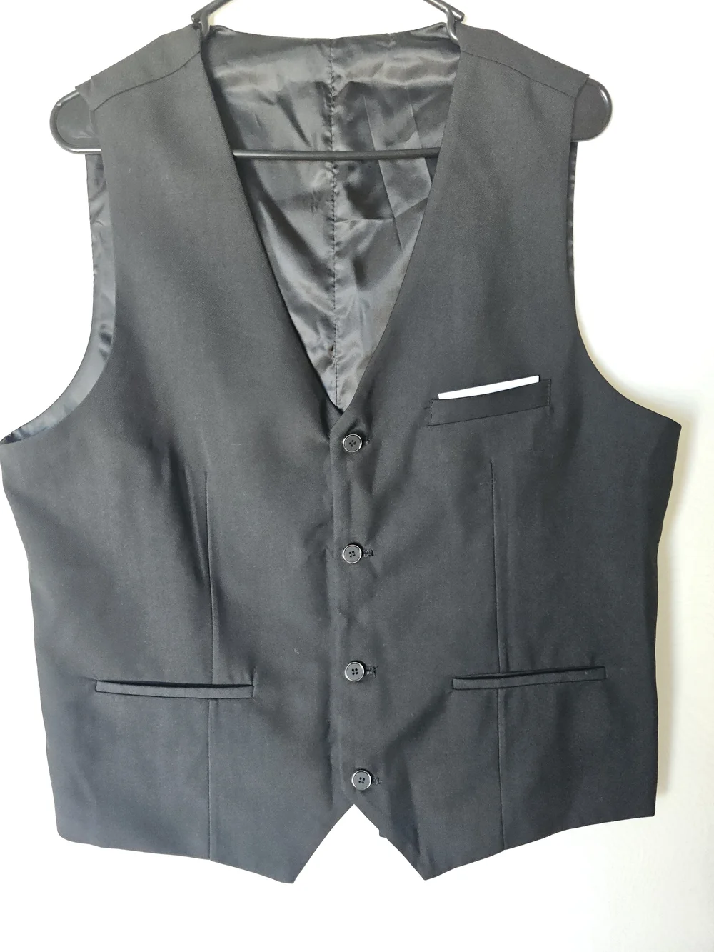 Men's Black Classic Formal Suit Vest - Size L - Adjustable Back Strap